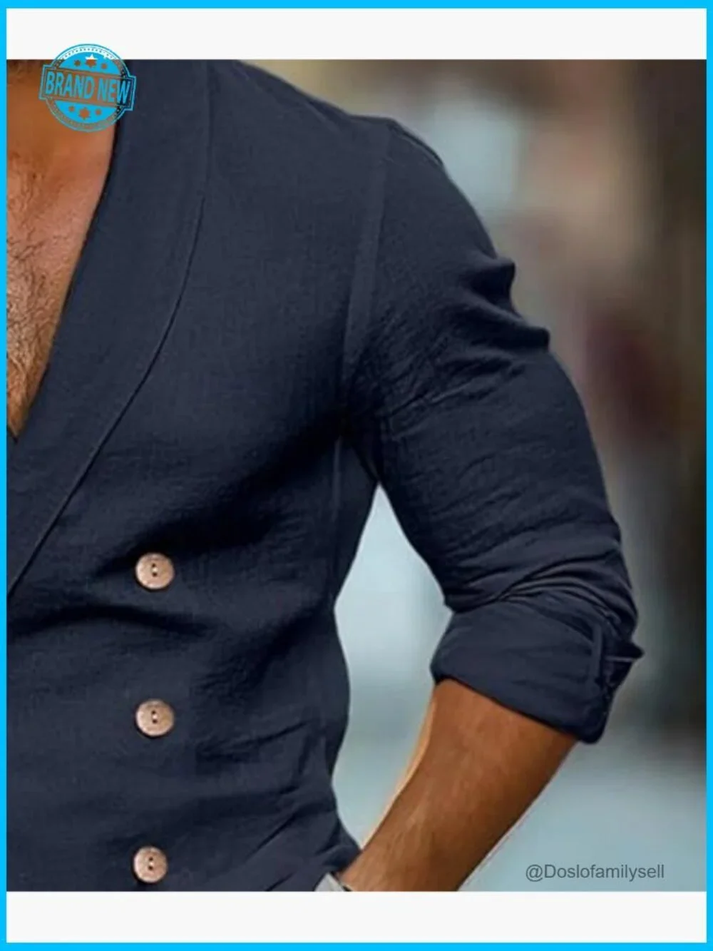Linen Blazer Double Breasted Shawl Collar Slim Fit Classic Retro Beach Vacation